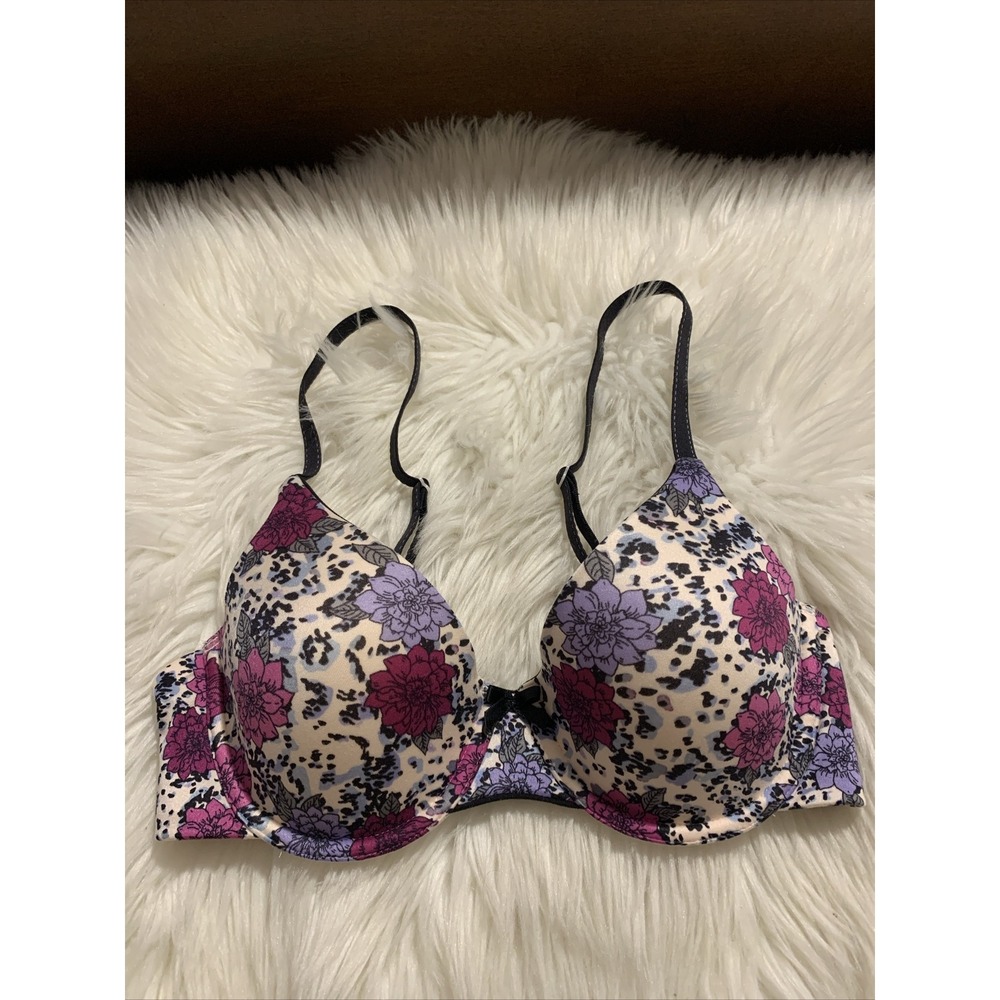 maidenform comfort devotion T Shirt Bra 34C Soft Floral Pattern NWOT